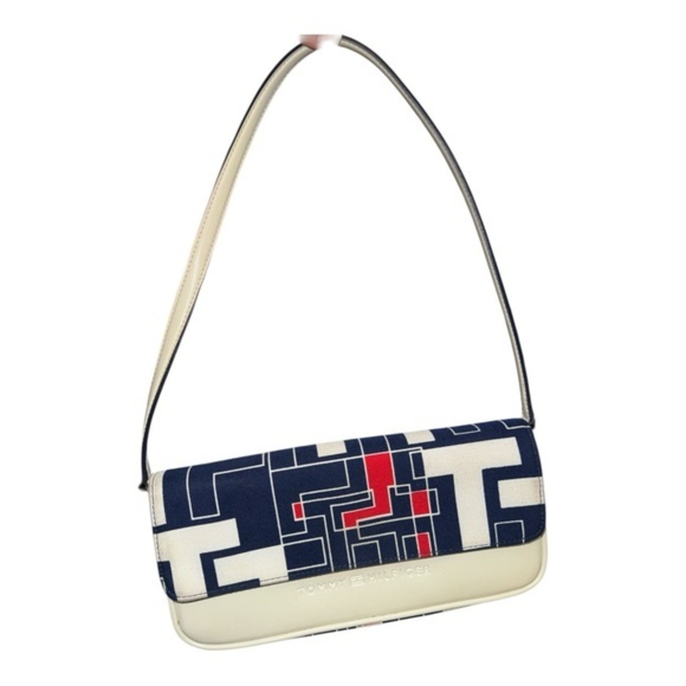 Tommy Hilfiger Navy Red White Geometric Baguette Shoulder Bag Y2K Logo Retro